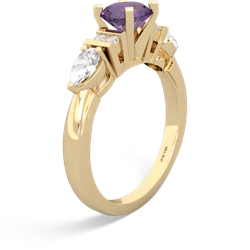 Amethyst 6Mm Round Eternal Embrace Engagement 14K Yellow Gold ring R2005