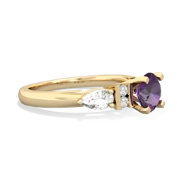 Amethyst 6Mm Round Eternal Embrace Engagement 14K Yellow Gold ring R2005