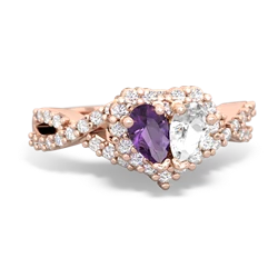 Amethyst Diamond Twist 'One Heart' 14K Rose Gold ring R2640HRT