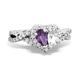 Amethyst Diamond Twist 'One Heart' 14K White Gold ring R2640HRT