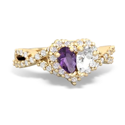 Amethyst Diamond Twist 'One Heart' 14K Yellow Gold ring R2640HRT