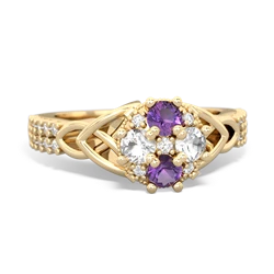 Amethyst Celtic Knot Cluster Engagement 14K Yellow Gold ring R26443RD