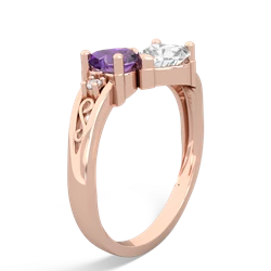 Amethyst Snuggling Hearts 14K Rose Gold ring R2178