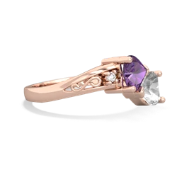 Amethyst Snuggling Hearts 14K Rose Gold ring R2178