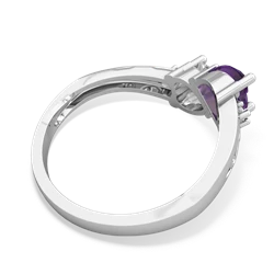 Amethyst Snuggling Hearts 14K White Gold ring R2178