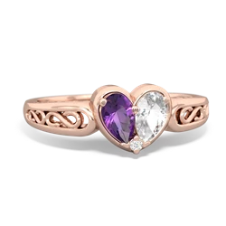 Amethyst Filligree 'One Heart' 14K Rose Gold ring R5070