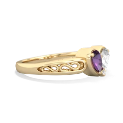 Amethyst Filligree 'One Heart' 14K Yellow Gold ring R5070