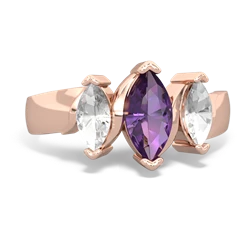 Amethyst Three Peeks 14K Rose Gold ring R2433