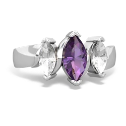 Amethyst Three Peeks 14K White Gold ring R2433