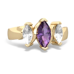 Amethyst Three Peeks 14K Yellow Gold ring R2433