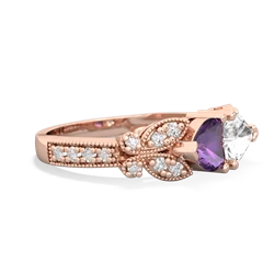 Amethyst Diamond Butterflies 14K Rose Gold ring R5601