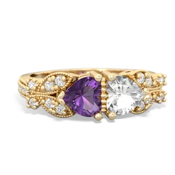 Amethyst Diamond Butterflies 14K Yellow Gold ring R5601