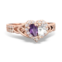 Amethyst Celtic Knot Two Hearts As One 14K Rose Gold ring R2644HRT