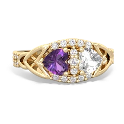 Amethyst Sparkling Celtic Knot 14K Yellow Gold ring R2645