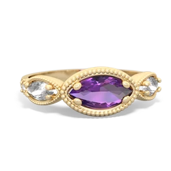 Amethyst Milgrain Marquise 14K Yellow Gold ring R5700