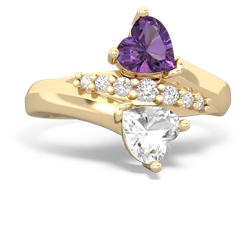 Amethyst Heart To Heart 14K Yellow Gold ring R2064