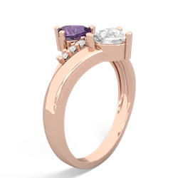 Amethyst Heart To Heart 14K Rose Gold ring R2064