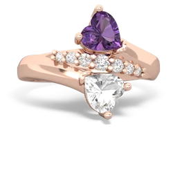 Amethyst Heart To Heart 14K Rose Gold ring R2064