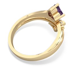 Amethyst Heart To Heart 14K Yellow Gold ring R2064