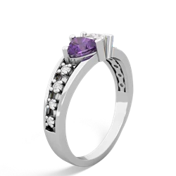 Amethyst Heart To Heart 14K White Gold ring R3342