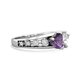 Amethyst Heart To Heart 14K White Gold ring R3342