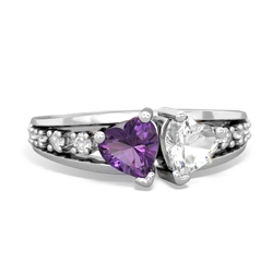 Amethyst Heart To Heart 14K White Gold ring R3342