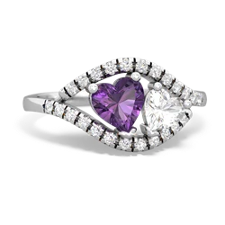 Amethyst Mother And Child 14K White Gold ring R3010