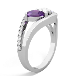 Amethyst Nestled Heart Keepsake 14K White Gold ring R5650