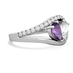 Amethyst Nestled Heart Keepsake 14K White Gold ring R5650