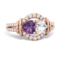 Amethyst Art-Deco Keepsake 14K Rose Gold ring R5630