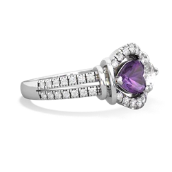 Amethyst Art-Deco Keepsake 14K White Gold ring R5630