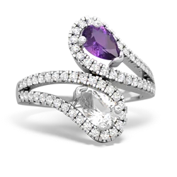 Amethyst Diamond Dazzler 14K White Gold ring R3000