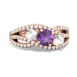 Amethyst Three Stone Aurora 14K Rose Gold ring R3080