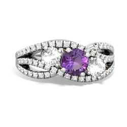 Amethyst Three Stone Aurora 14K White Gold ring R3080