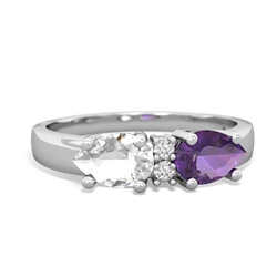 Amethyst Pear Bowtie 14K White Gold ring R0865