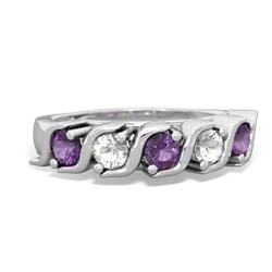 Amethyst Anniversary Band 14K White Gold ring R2089