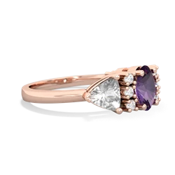 Amethyst Antique Style Three Stone 14K Rose Gold ring R2186