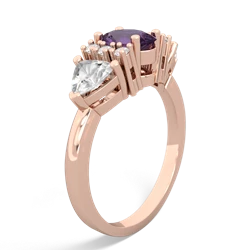 Amethyst Antique Style Three Stone 14K Rose Gold ring R2186