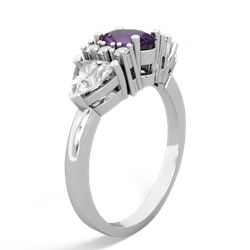 Amethyst Antique Style Three Stone 14K White Gold ring R2186