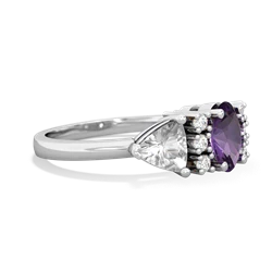 Amethyst Antique Style Three Stone 14K White Gold ring R2186