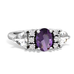 Amethyst Antique Style Three Stone 14K White Gold ring R2186