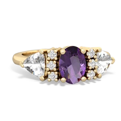 Amethyst Antique Style Three Stone 14K Yellow Gold ring R2186