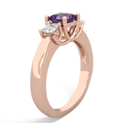 Amethyst Three Stone Trellis 14K Rose Gold ring R4015