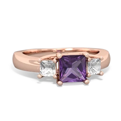 Amethyst Three Stone Trellis 14K Rose Gold ring R4015