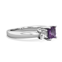 Amethyst Three Stone Trellis 14K White Gold ring R4015