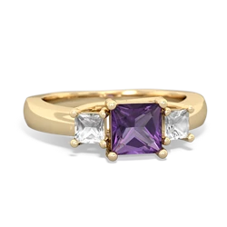 Amethyst Three Stone Trellis 14K Yellow Gold ring R4015