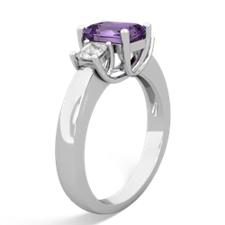 Amethyst Three Stone Emerald-Cut Trellis 14K White Gold ring R4021