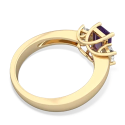 Amethyst Three Stone Emerald-Cut Trellis 14K Yellow Gold ring R4021