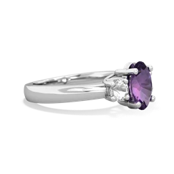 Amethyst Three Stone Oval Trellis 14K White Gold ring R4024