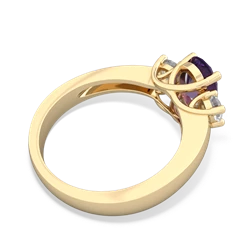 Amethyst Three Stone Oval Trellis 14K Yellow Gold ring R4024